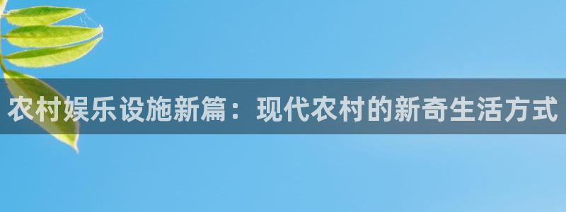 杏悦体育代理：农村娱乐设施新篇：现代农村的新奇生活方式